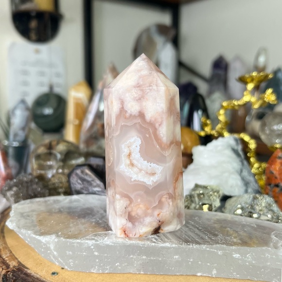 Other - Carnelian flower agate tower (3.4” tall)